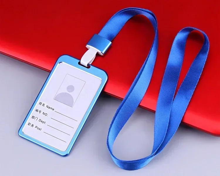 1 Pcs Aluminum Alloy Card Cover Case Bank Business Work Card Holder with ABS Retractable Badge Reel Credit ID Card Badge Bag