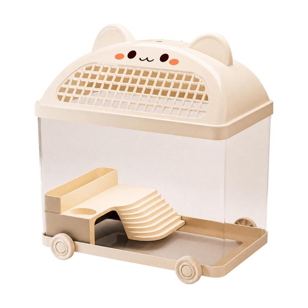 CatShaped Pet Enclosure Ventilated Transparent tank with Wheels Enclosed Raised