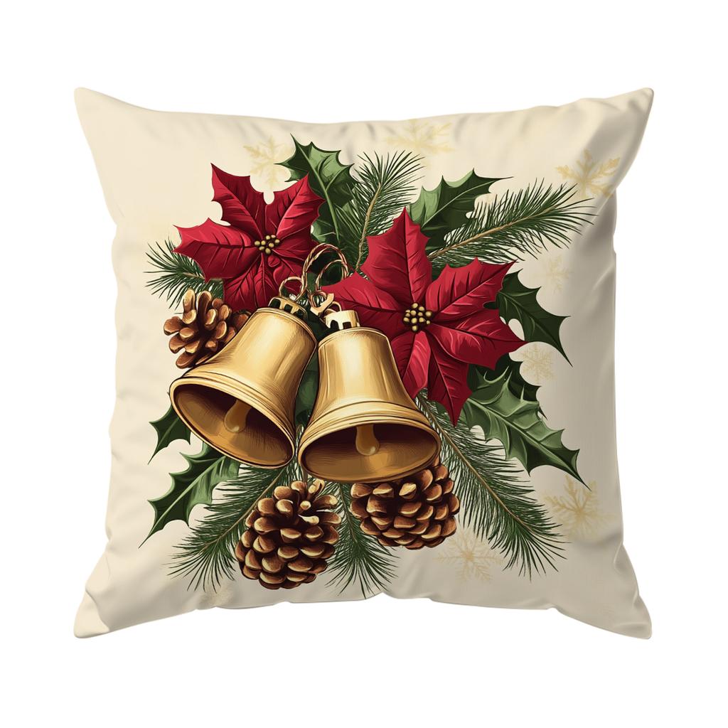 Christmas Bishop Poinsettia Pillowcase Bedroom Sofa Cushion Cover 100% Polyester Living Room Cushion Pillowcase Home Decor