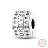 Design 925 Silver Heart Claw Print Bee Conch Text Shining Zircon Fixed 3mm Charms Beads DIY Jewelry Making