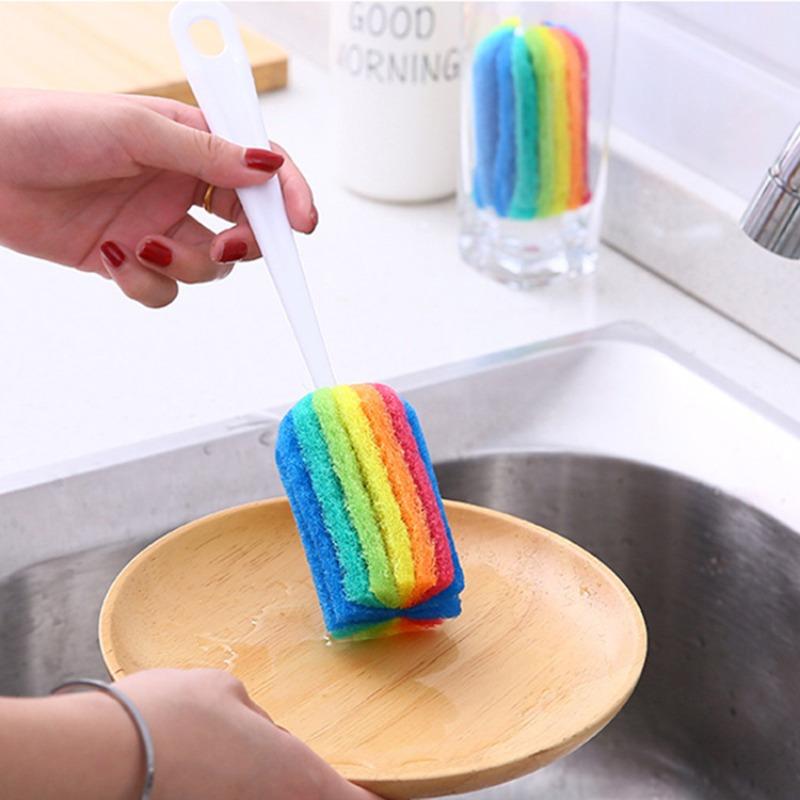 Rainbow Multipurpose Cleaning Brushes with Comfortable Grip Easy To Use Scrubber for Kitchen Living Room Bedroom Glass Furniture