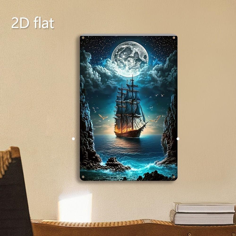Vintage Nautical Metal Wall Art, Old Sailing Ship Pirate Decor, Home Wall Decor