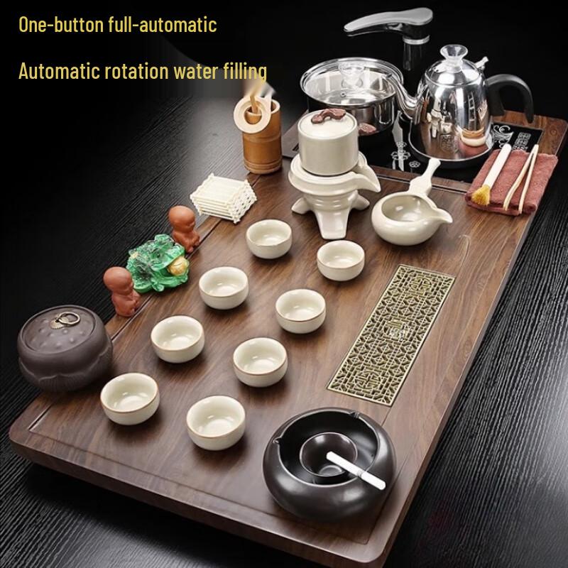 Naijiang Automatic Zisha Kung Fu Tea Set with Wooden Tray