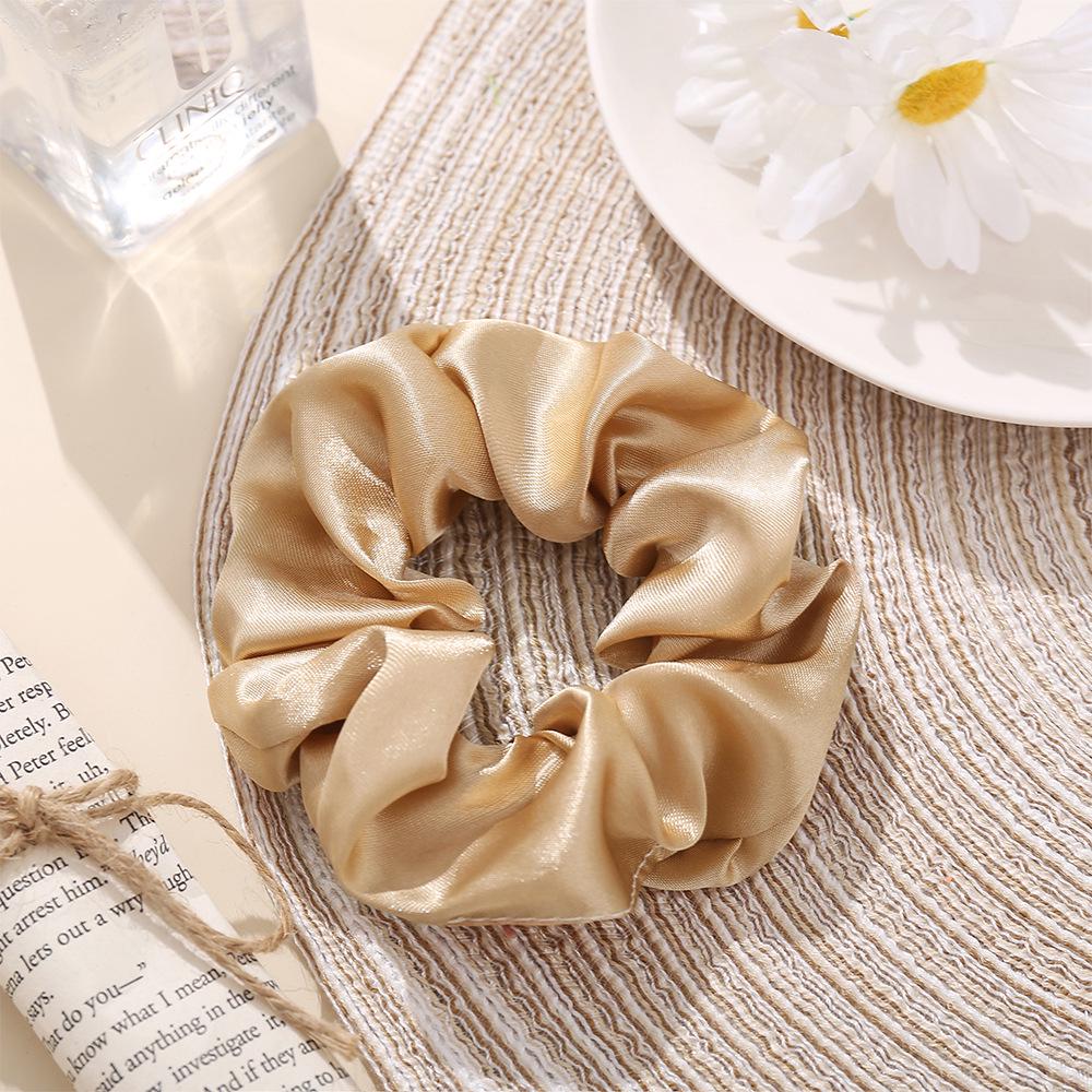 Silk Satin Retro French Scrunchie - Large Solid Color Hair Accessory for Women