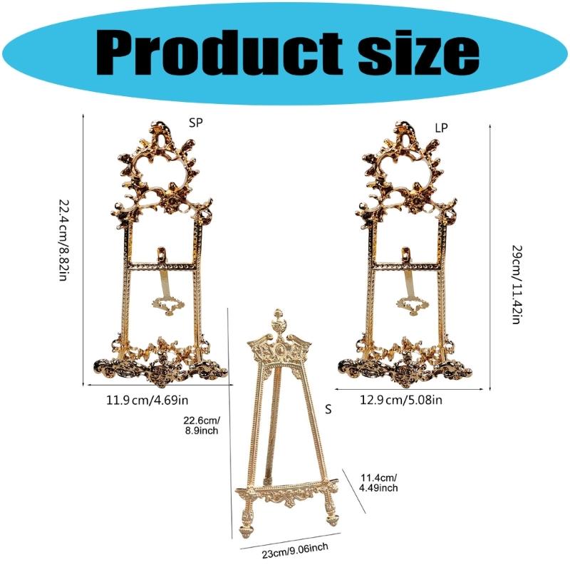 Alloy Metal Art Easel Adjustable Height Photo Display Stand Decorative Plate Stand for Painting Display Artwork Album