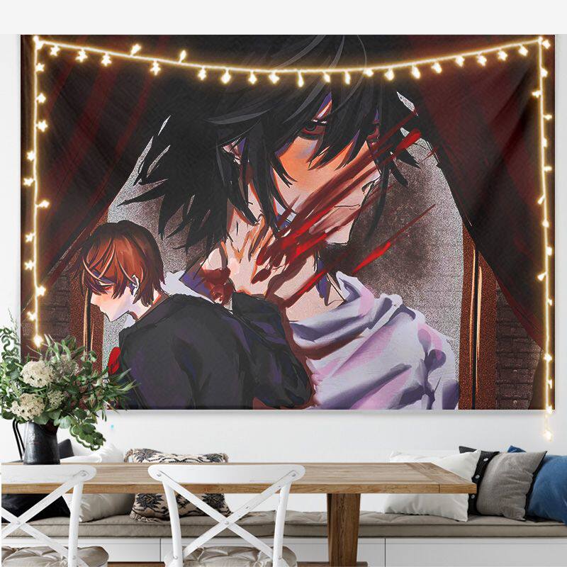 Neues japanisches Anime Death Note Druck Wandteppich Wandbehang Poster Schlafzimmer Hintergrund Wandkunst Heimdekoration