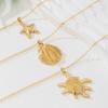 Fashion, Literary and Holiday Style, Metal Double-layer Marine Life Pendant Necklace, Daily Travel Wear