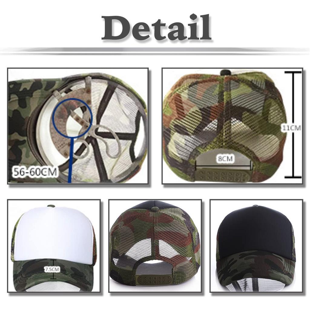 Mesh CA535 [White Fang] Hat, Camouflage, Cap, Running, Sports, Lightweight, Quick-Drying, Men's, Women's, (Camouflage)
