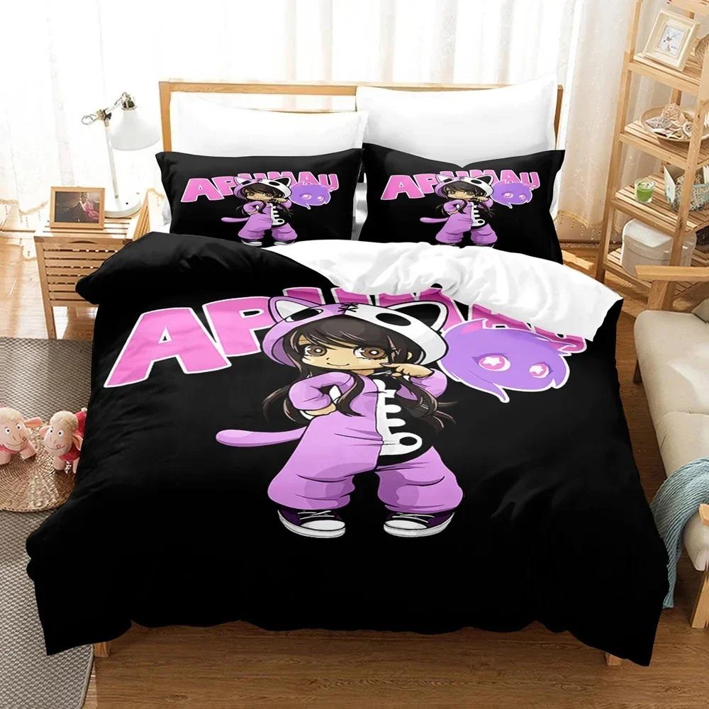 

3D Print Cartoon Anime Aphmau Bedding Set Duvet Cover Bed Set Quilt Cover Pillowcase Comforter king Queen Size Boys Adult Tool 70x133cm 2pcs