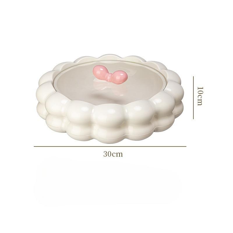 Creamy Dried Fruit Dessert Tray Storage Box with Lid Candy Tray European Fruit Tray Light Luxury High-end Sense