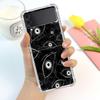 Scary Face Eyes Smiley Case For Samsung Galaxy Z Flip 3 4 5g Funda Z Flip3 Clear Pc Hard Shockproof Back Phone Coque Shell