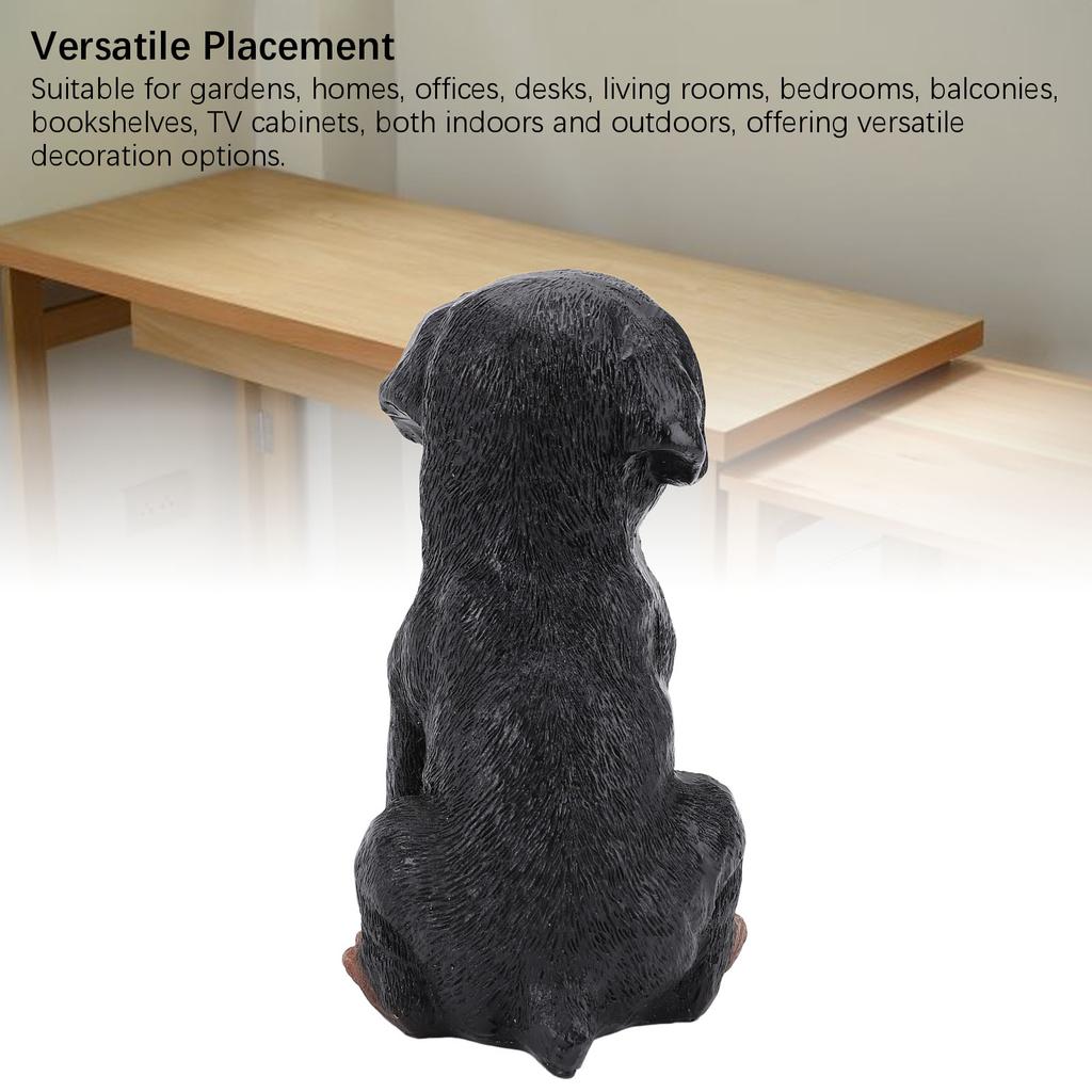 Dog Desktop Ornament Resin Adorable Sitting Dog Figurine for Bedrooms Balconies Bookshelves Gift