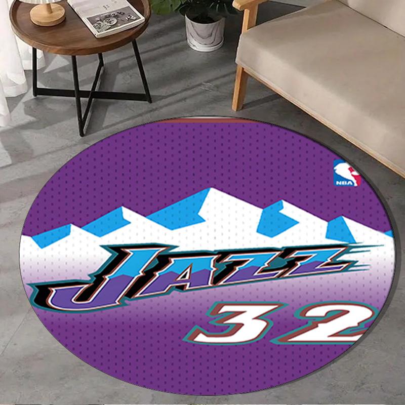 Jazz Basketball Team Round Rug for Livingroom,Bedroom, Palyroom, Chair Rug, Area rug, Circle Carpet, Large Size Fan Christmas gift