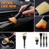 4 Piece Car Detailing Brush Set with Soft Bristles for Wheel Rims, Crevices and Interior Cleaning