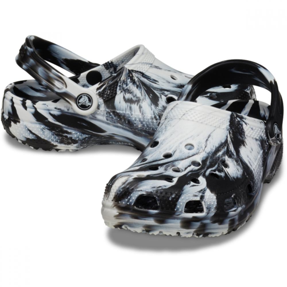 

Crocs Classic Marble Clog Black White 206867 103 M8W10(265mm)