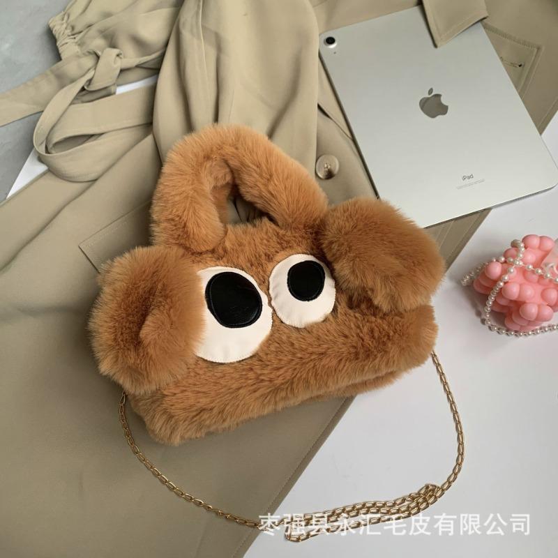 Plush bag big eyes cute dog women's bag fashion trend portable tote bag cute plush bag hand carry