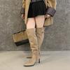 European and American Style Fashion Pointed High Boots Simple Temperament Solid Color Straight Boots 2025 New Boots High Heels Boots Women