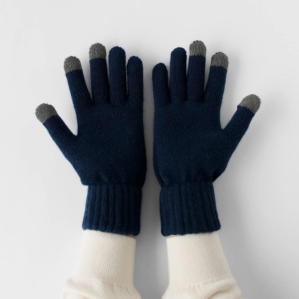Prodigal Cashmere Smartphone Gloves 100% (Free Size, Navy)