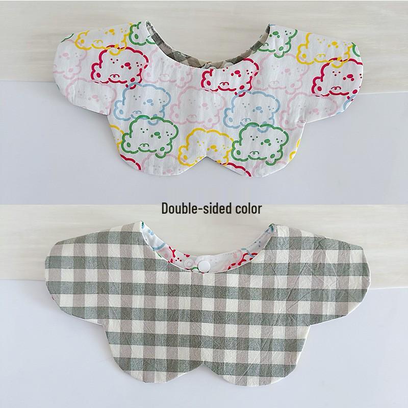 Korean Style Double-Sided Gauze Baby Drool Bib - Newborn Petal Design, Breathable