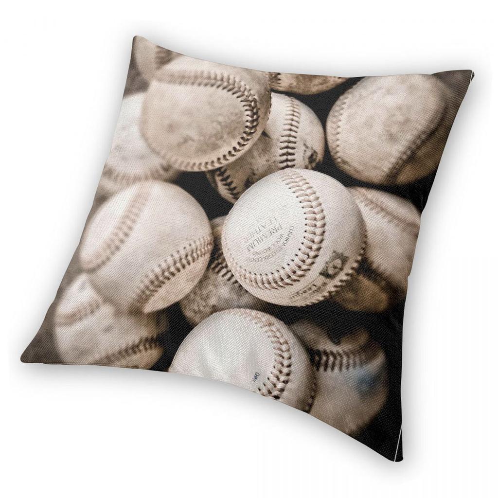 Baseball Collection Sport Square Pillowcase Polyester Linen Velvet Pattern Zip Decorative Home Cushion Cover