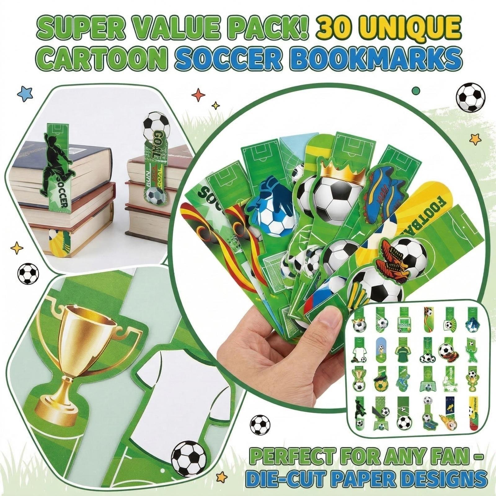 30 Cartoon Football Series Paper Bookmarks one size