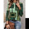 Crew Neck T-ShirtFashion Women's Crew Neck Long Sleeve 3D Casual Color Printing Casual Long Sleeve