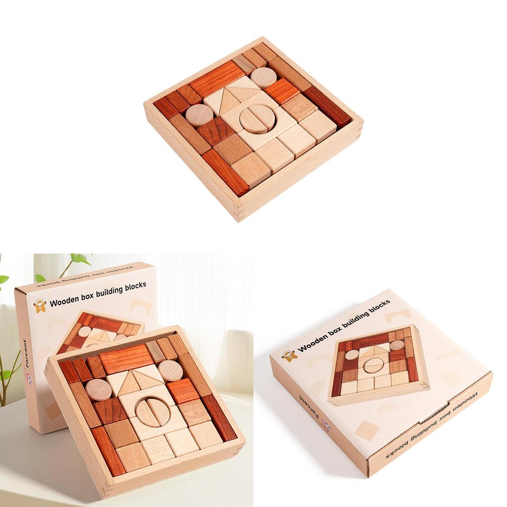 Wooden Building Blocks Set With Large Particles For Kids Developmental Play