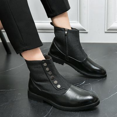 Fashion Side Zipper Men's Ankle Boots 2024 New Arrival for Men Pointed ToeWalking Shoes for Men Leather Male Motocross Boots Men's Shoes
