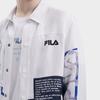 Fila All Over Print Letter Button Down Long Sleeve Shirt Men Shirts White F11M328701F-ZA