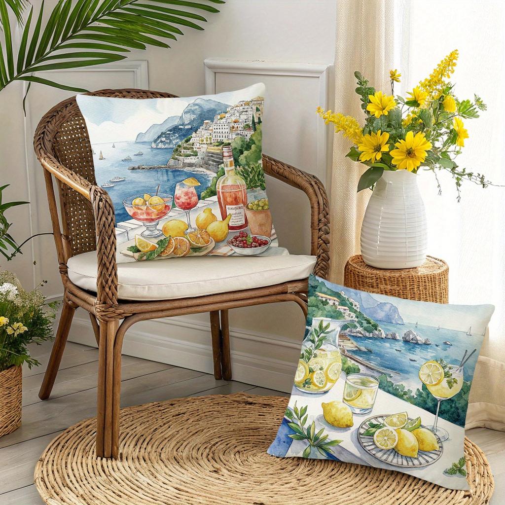 Mediterranean Lemon Themed Pillowcasesuitable For Sofa Car Bedroom Decorative Cushion Cover Pillow Cover