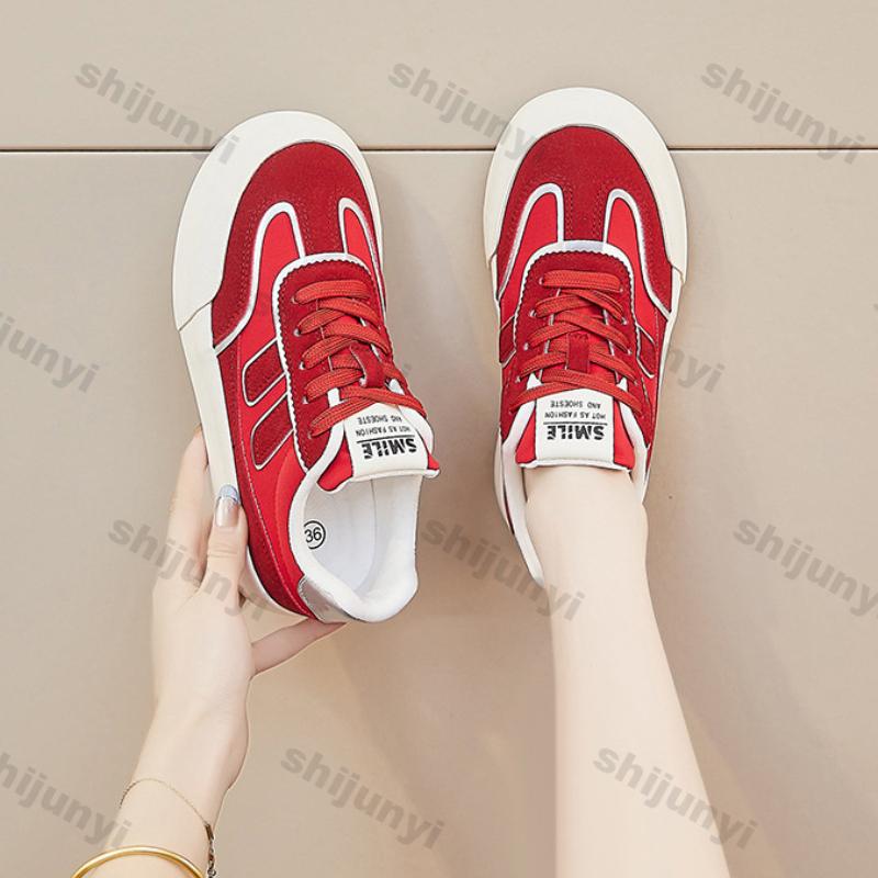 Women Shoes 2025 Spring Autumn New Breathable Non Slip Platform Sneakers Comfortable Height Increase Lace-up Casual Shoe