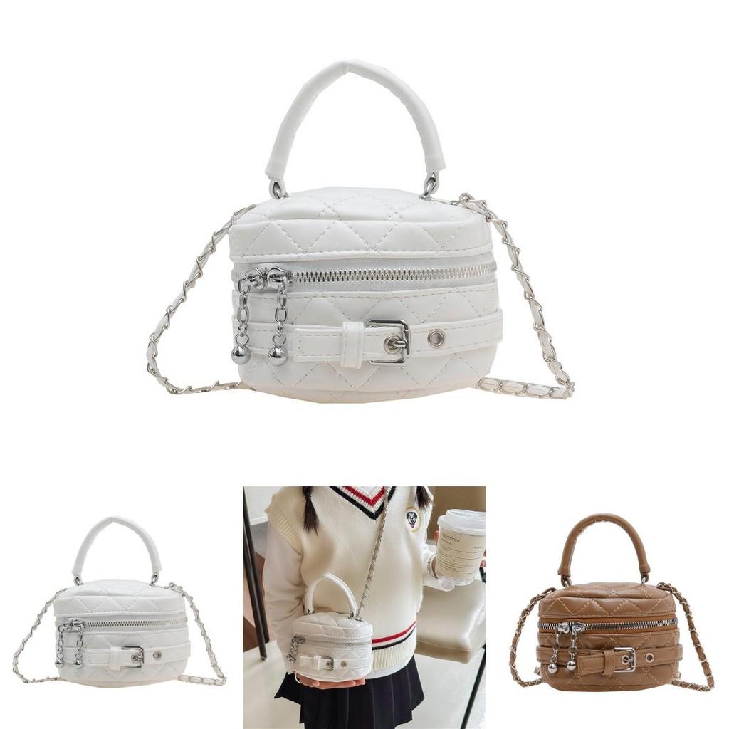 Childrens Bucket Bag With Chain Pattern Pu Material For Kindergarten Girls Daily Use