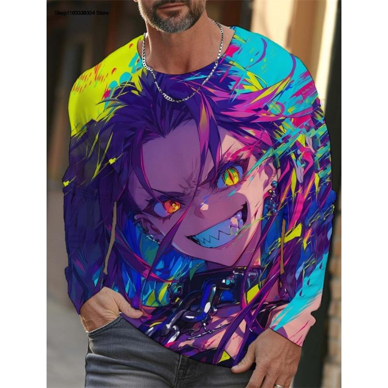 Men's Long Sleeve T-Shirt Cartoon Sexy Girl Pattern 3d Printed Oversized T Shirts For Men Personality Girl Harajuku Clothing Tops Tees