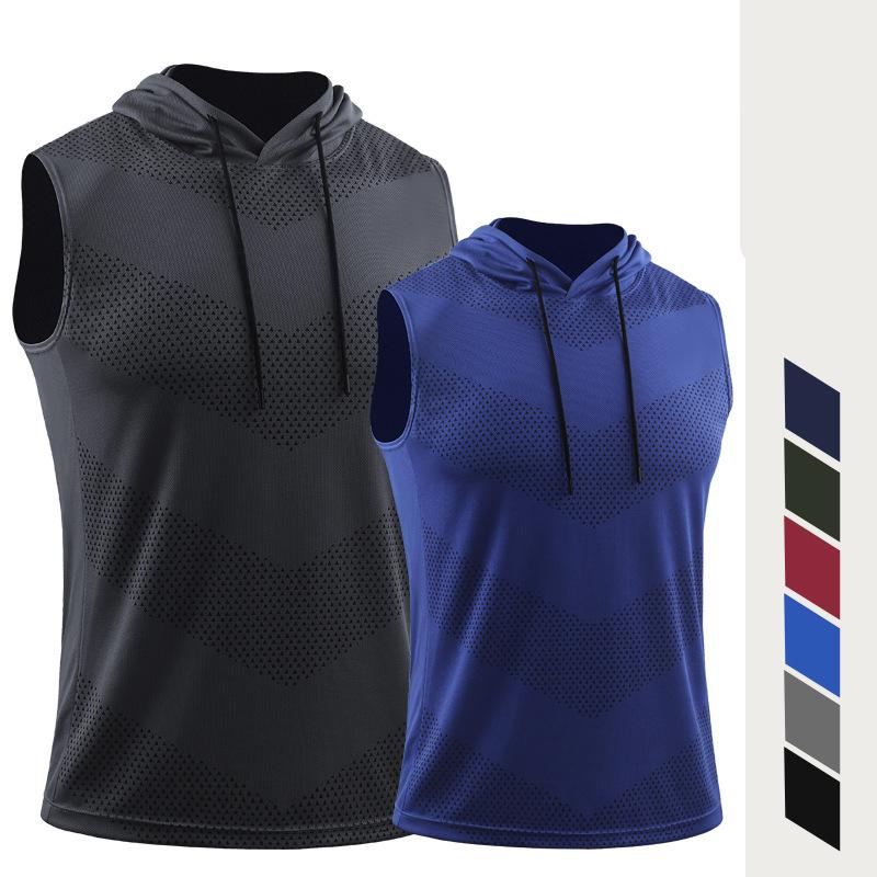 Herren Laufweste Tank Hoodies Ärmellose Shirts Jogging Sportblusen Fitness Tops Gym Marathon Fitnessbekleidung