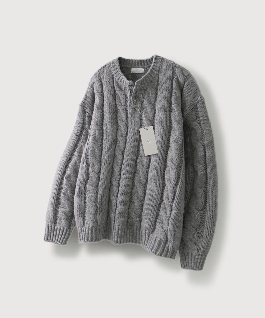 MOOD INSIDE [2Pack] Sono Cable Henley Neck Knit