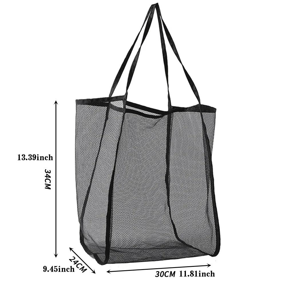 1PC Mesh Beach Bag Large Capacity Beach Net Tote Cosmetic Pouch Women Fashion Travel Organizer Versatile Shopping Shoulder