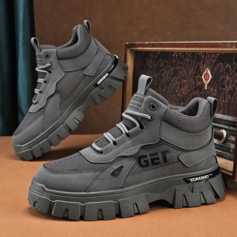 

Men s Tooling Casual Boots Fashion Mens Ankle Boots Man Outdoor Hiking Hard-Wearing Male Footwear High Quality Trendy All-match 39 чёрный