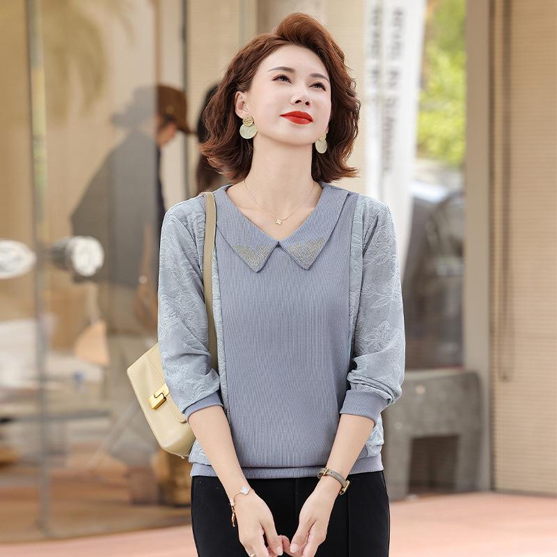 2026 Stylish Autumn Base Layer Top for Middle-Aged and Elderly Women - Short T-shirt for Spring and Autumn