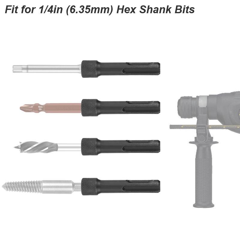 Electric Hammer Adapter Power Drill Screwdriver Converter SDS Plus Convert to 1/4 Hex Shank Magnetic Socket Nut Impact Driver