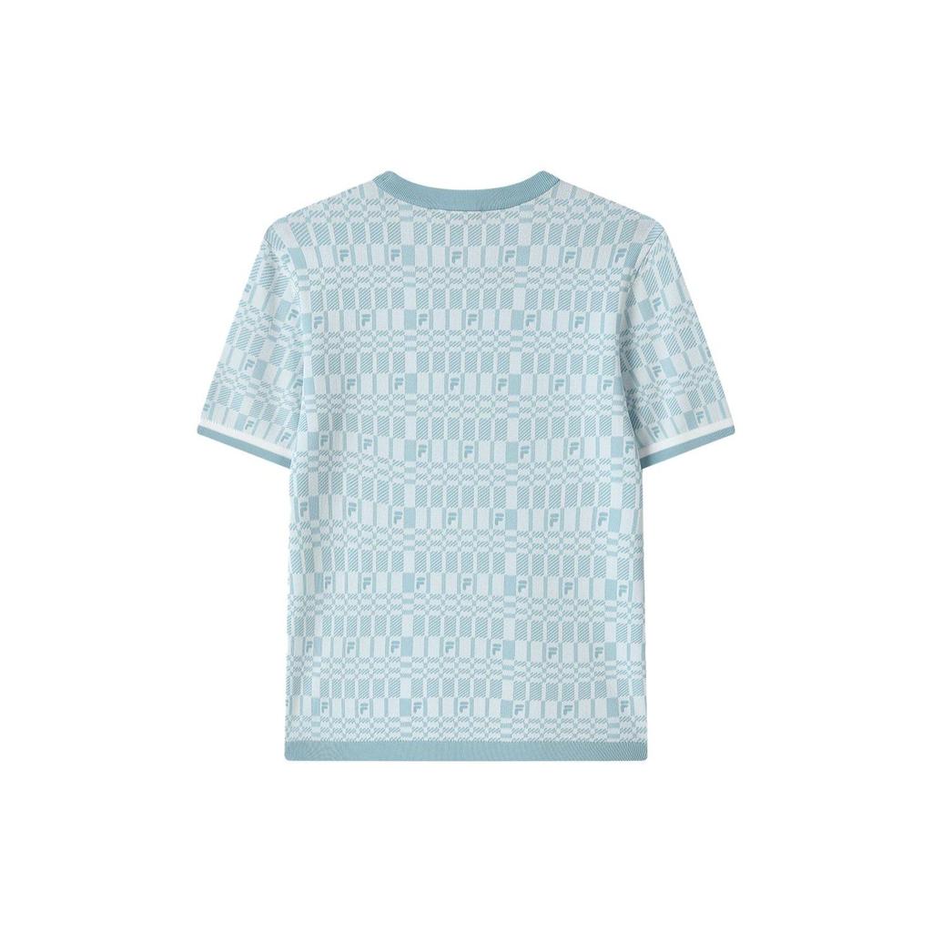 FILA All Over Print Crew Neck Short Sleeve T-Shirt Women Tops Blue F11W321407FLB