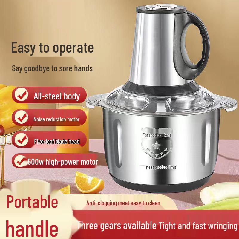 High-Power Stainless Steel Electric Meat Grinder & Multi-functional Commercial Blender for Home Use