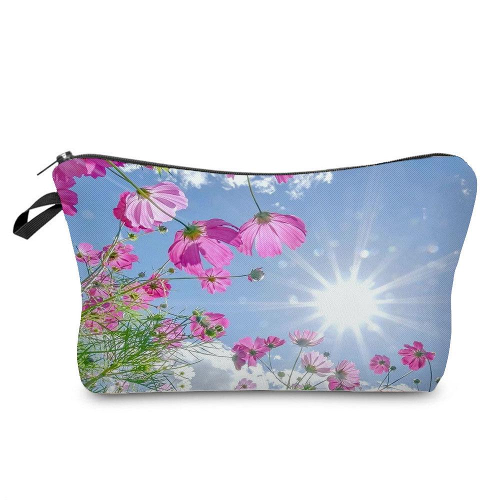 Damen Blumenmuster Kosmetiktasche Toilettenartikel Organizer Reiseaufbewahrungskoffer 6757