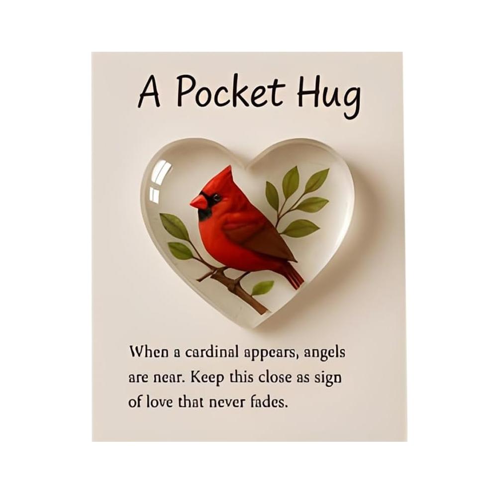 

4/1PCS Mini Acrylic Hummingbird Pocket Hug Heart-Shaped Bee Hugs with Encouragement Card Cute Christmas Party Favor Gift