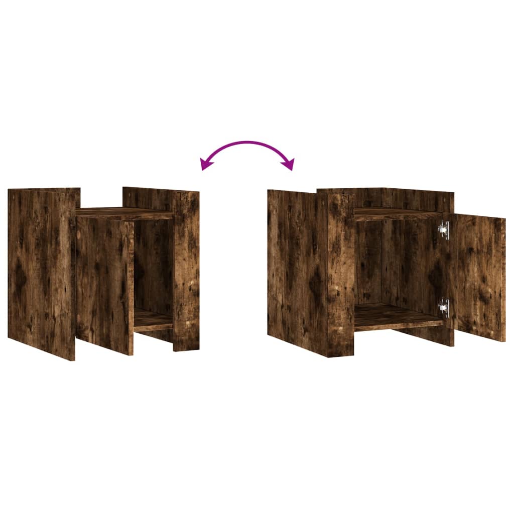 Nightstand Smoked Oak 45 x 50 x 50 cm Particleboard