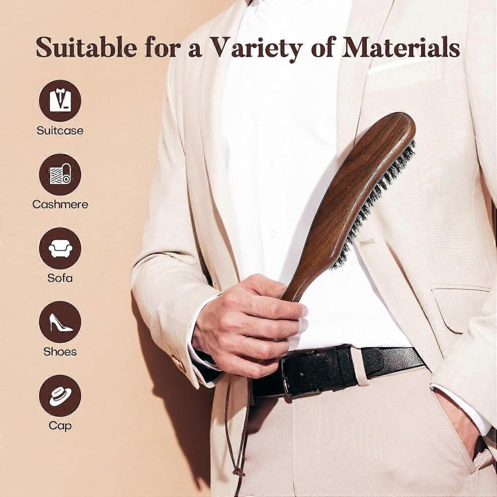 Boar Bristle Lint Brush for Suits Cashmere Wool Velvet Suede and Pet Hair Large Size Clothes Brush