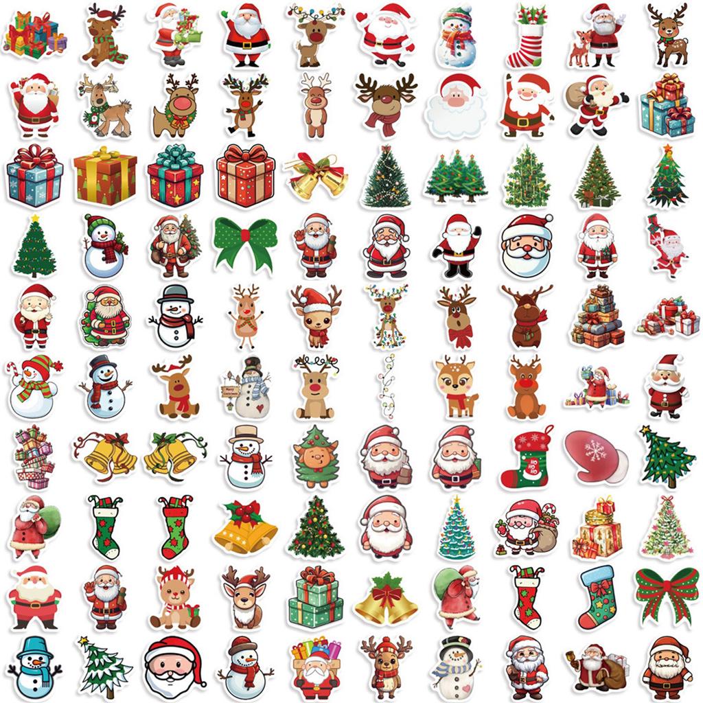 100 Christmas Stickers, Can Be Used As Notebook And Mobile Phone Case Decoration Materials Waterproof Stickers