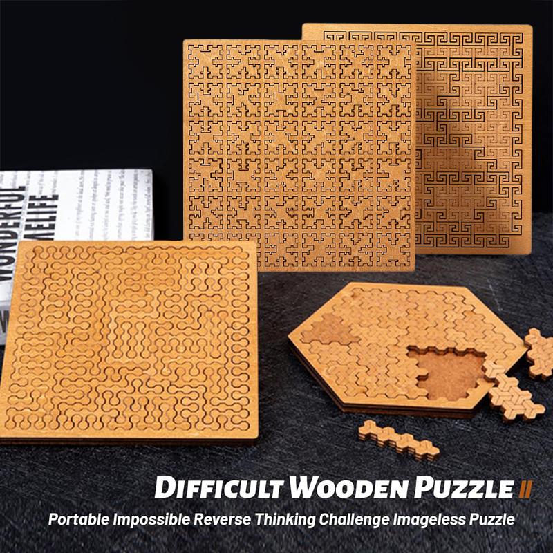 Fractal Tray Puzzles,Mind Bending Wooden Jigsaw Puzzle,Unique Irregular Creative Labyrinth Impossible Difficult