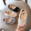 Kids Leather Shoes Girls Wedding Shoes Children Princess Sandals Sequins Girls Casual Dance Shoes Flat Sandals Toddler Shoes As