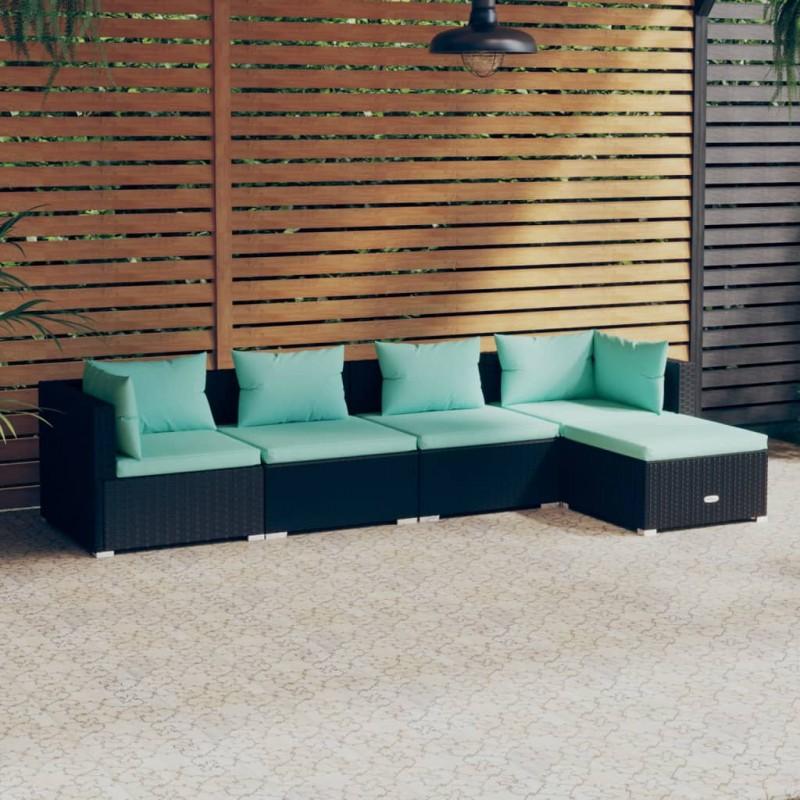 Day and Night - Day and Night 5-piece Garden Furniture Set and Black Synthetic Rattan Cushions
