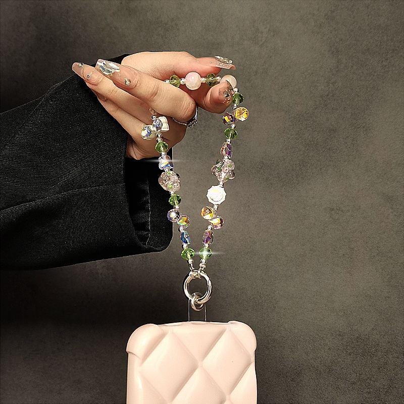 Creative Flower Beaded Wristlet: Short Lanyard with Clip for Phone, Keychain, or Bag Charm - Women's Trend